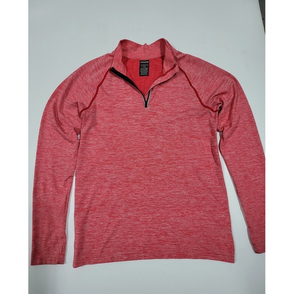 PINK Quarter Zip Pullover Athletic Top Long Sleeve Red Heathered - Picture 2 of 9